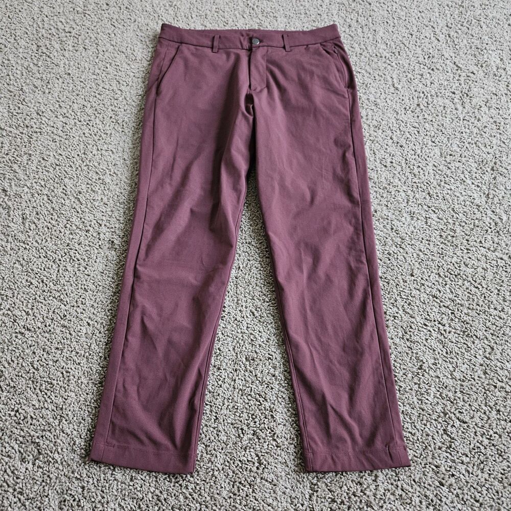 Lululemon Commission Pant Slim Fit Warpstreme Men’s 34 Stretch Tapered Maroon